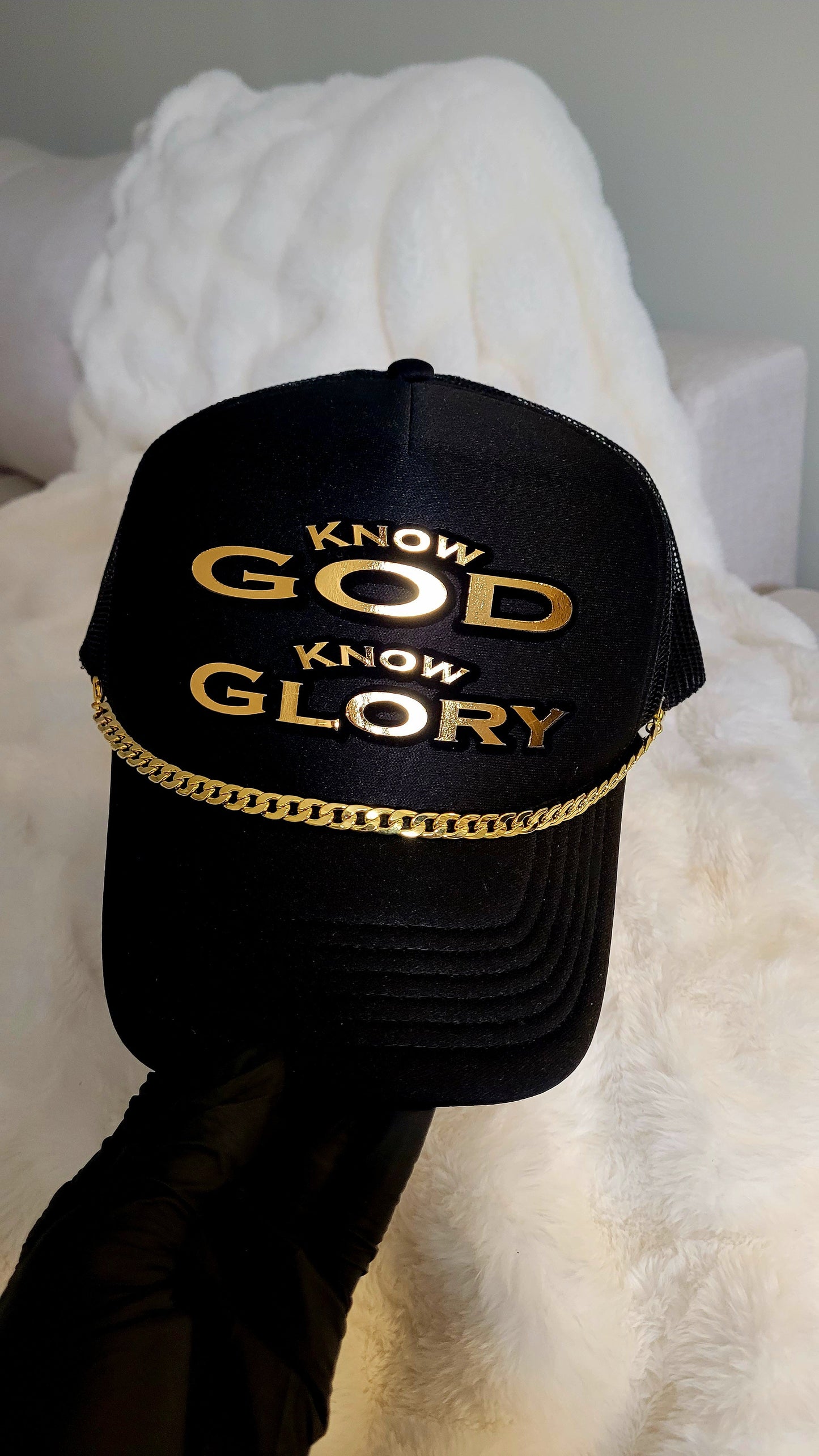 Know God Know Glory Black Hat | Luxury Christian Hat Canada - iReign-Privé Luxury Wear