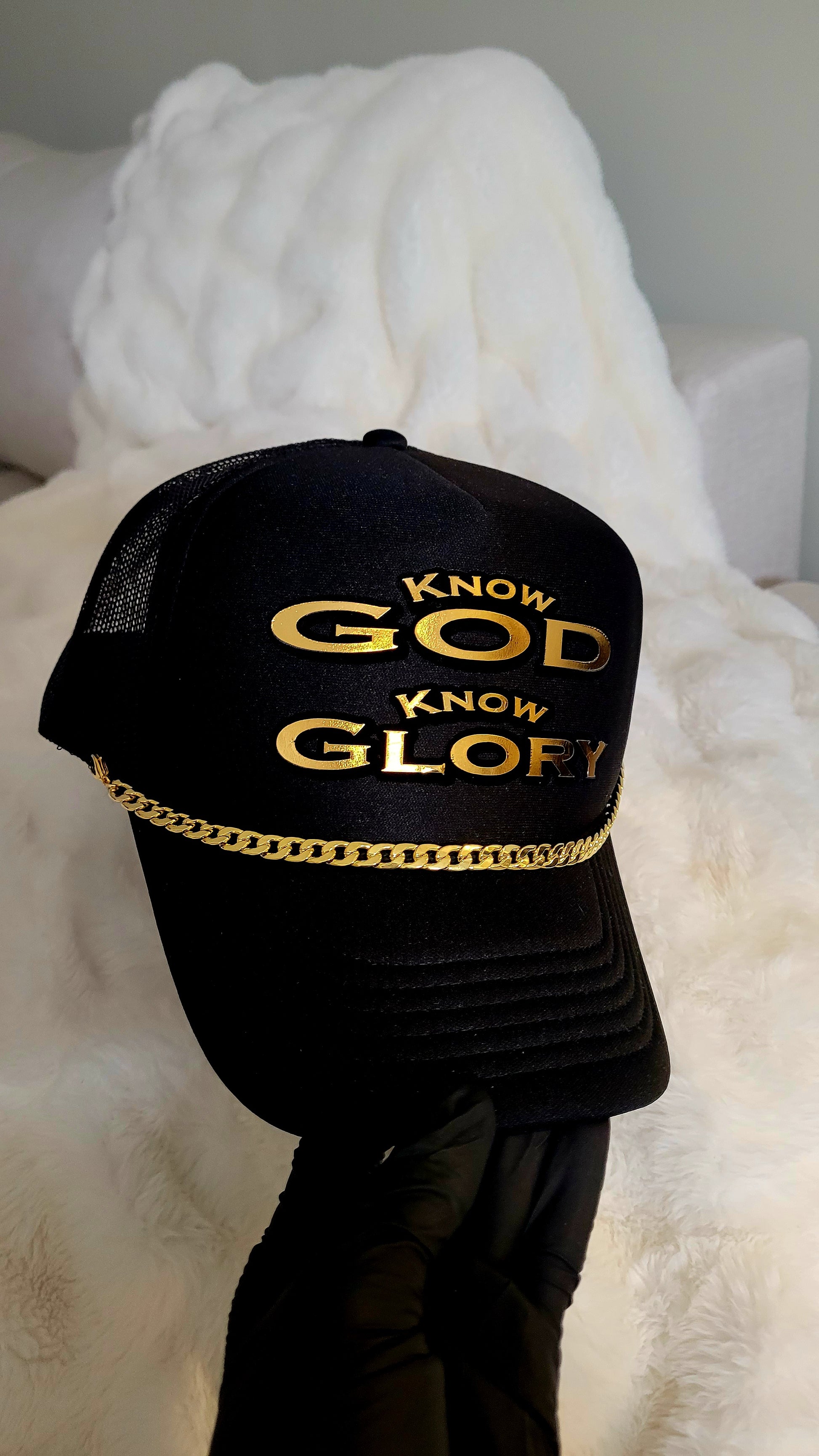 Know God Know Glory Black Hat | Luxury Christian Hat Canada - iReign-Privé Luxury Wear